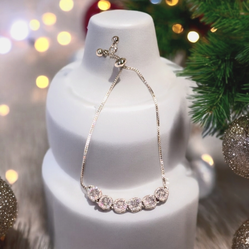 Zirconia Stones on Silver Plated Bracelet